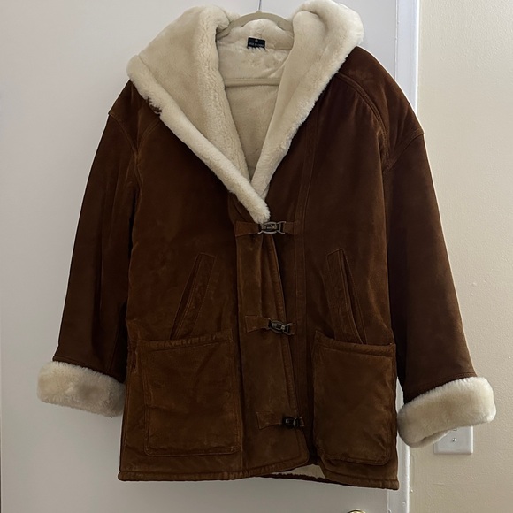 Gallery Jackets & Blazers - Vintage Gallery Brown Sued Leather Jacket with Cream Accents